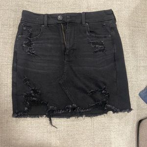 AE Black Ripped Jean Skirt